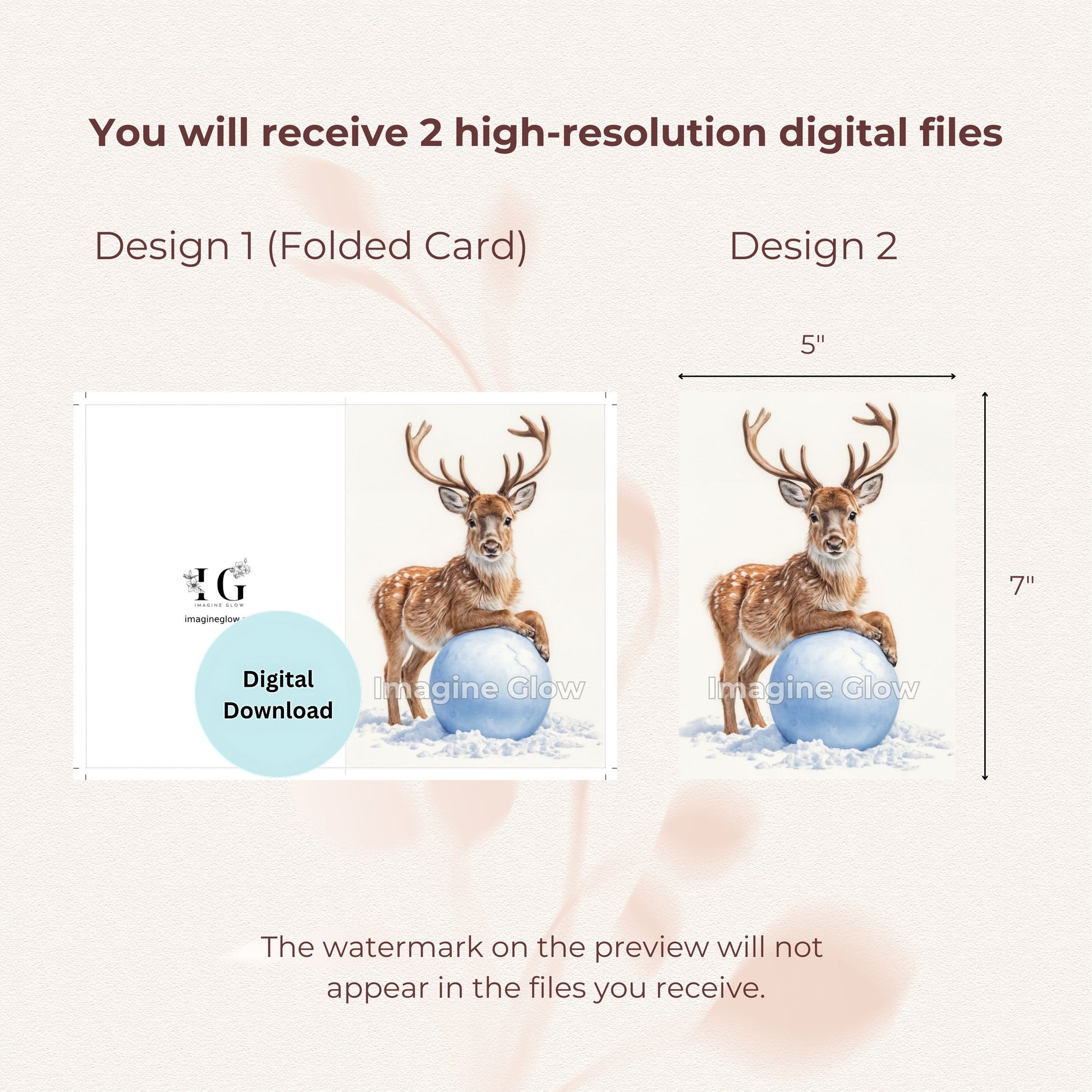 Reindeer Winter Card Download for Festive Greetings