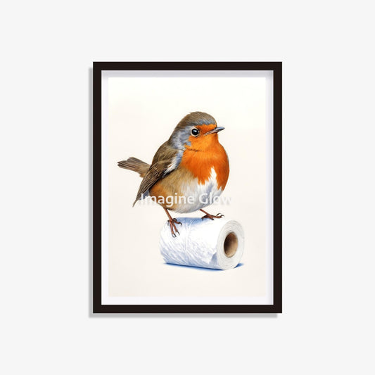 Robin in toilet printable featuring a funny bird illustration