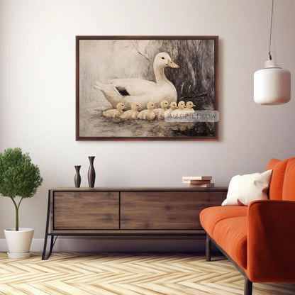 Nature-inspired vintage duck painting
