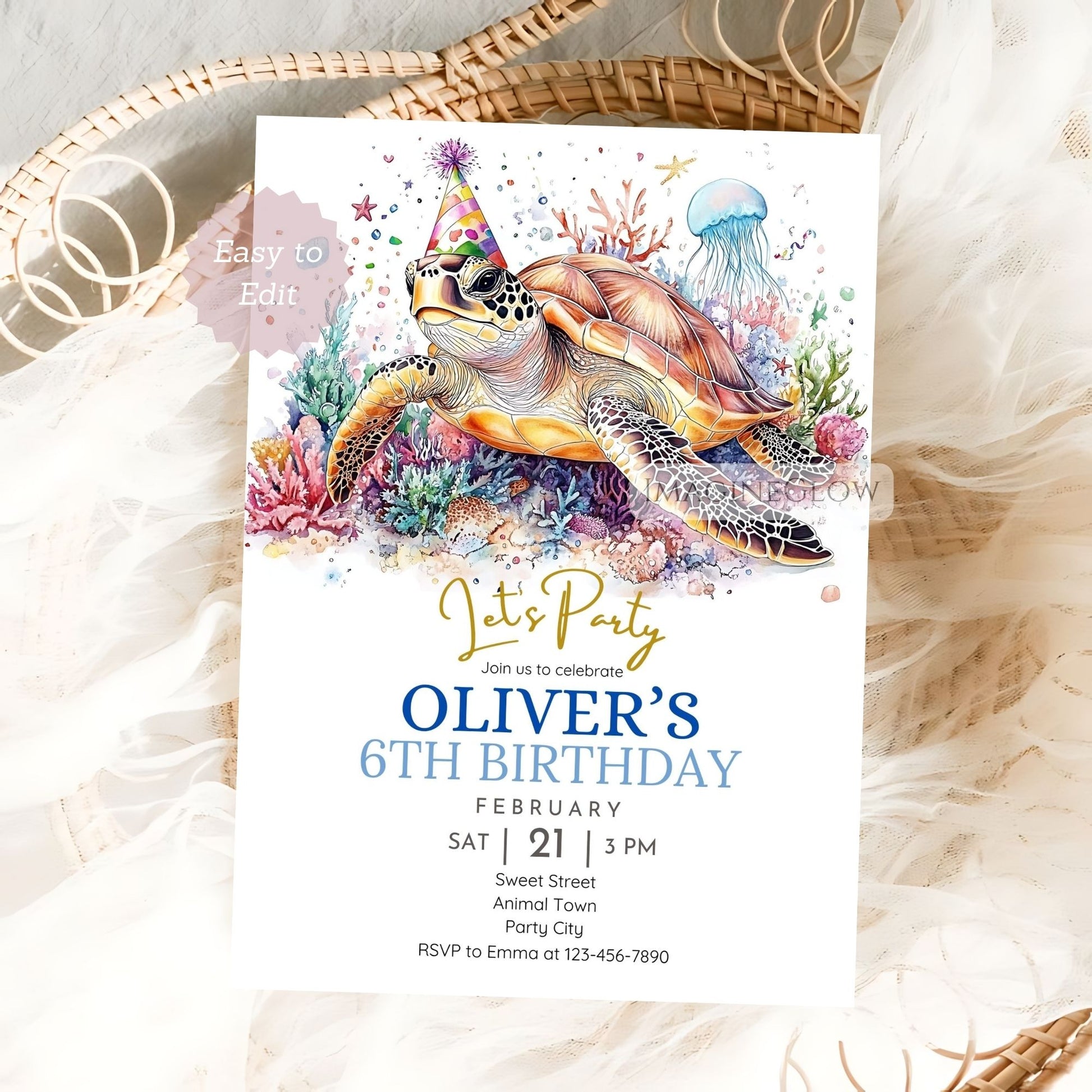 Under the sea editable birthday invitation
