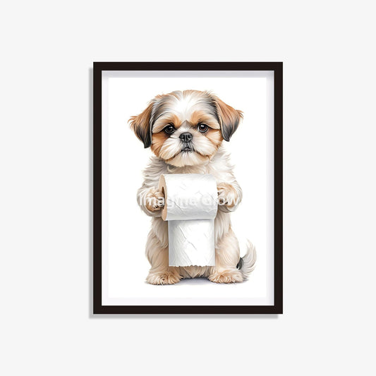 Shih Tzu Dog in bathroom - Funny Toilet Printable Wall Art