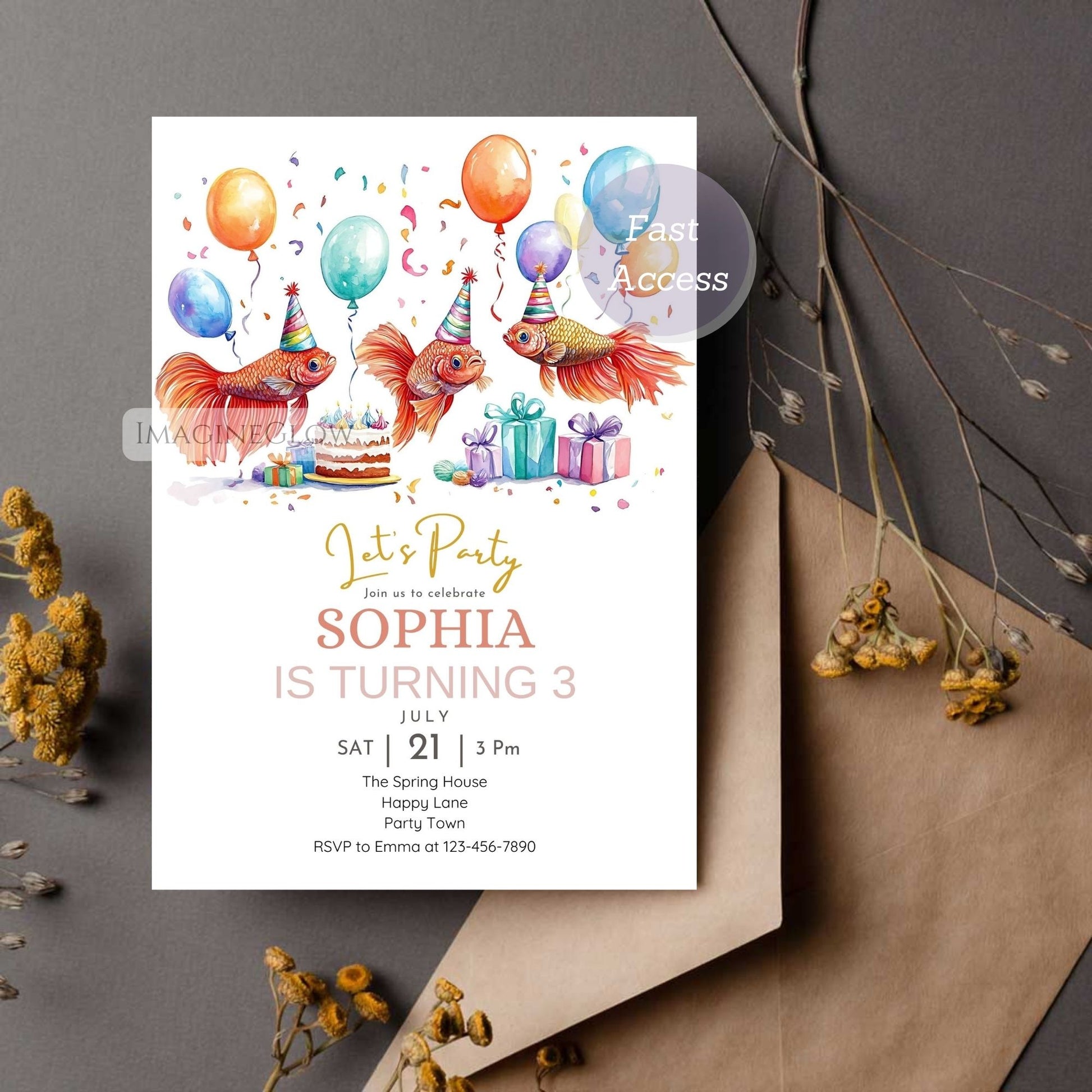 Fish birthday invitation printable ocean theme


