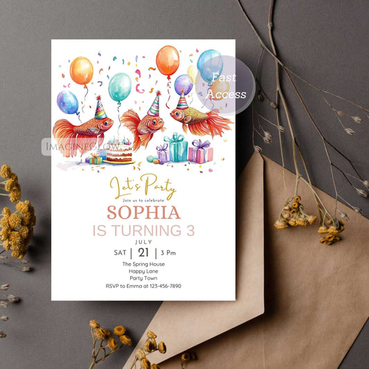 Fish birthday invitation printable ocean theme


