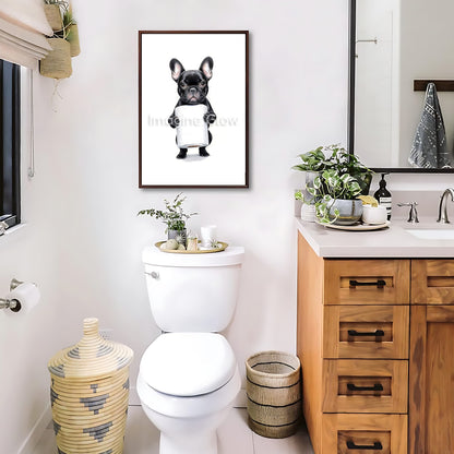 Playful dog-themed wall decor bringing fun to bathroom spaces