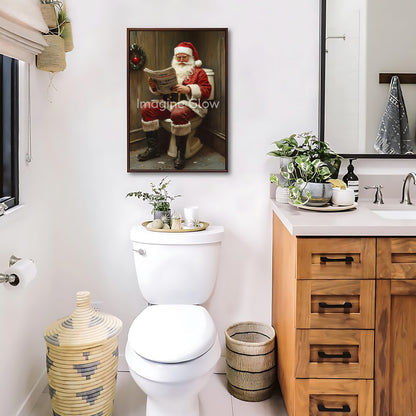 Printable art featuring Santa in toilet.
Humorous holiday decor with Santa Claus.