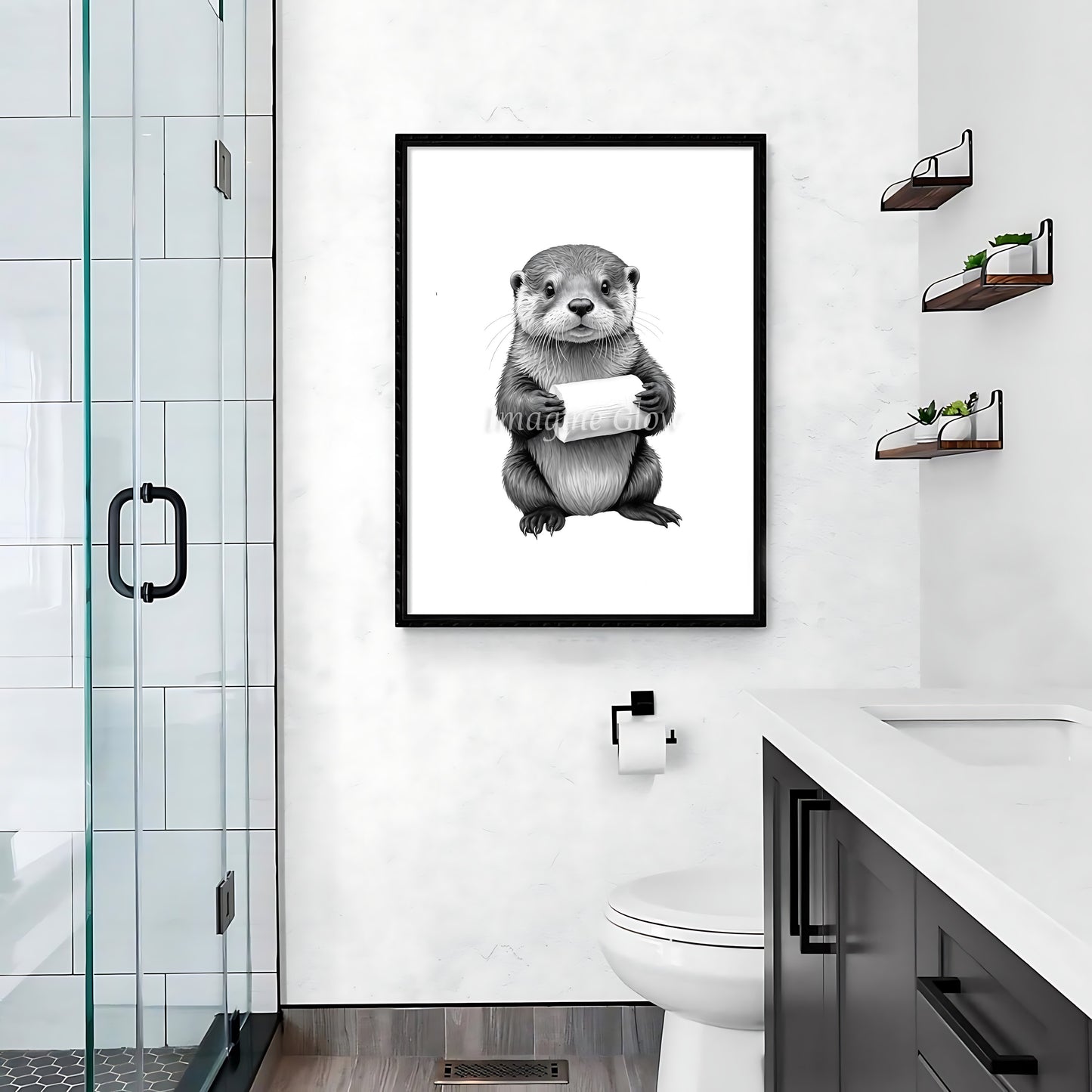 Cute otter in toilet design perfect for animal-themed bathroom decoration