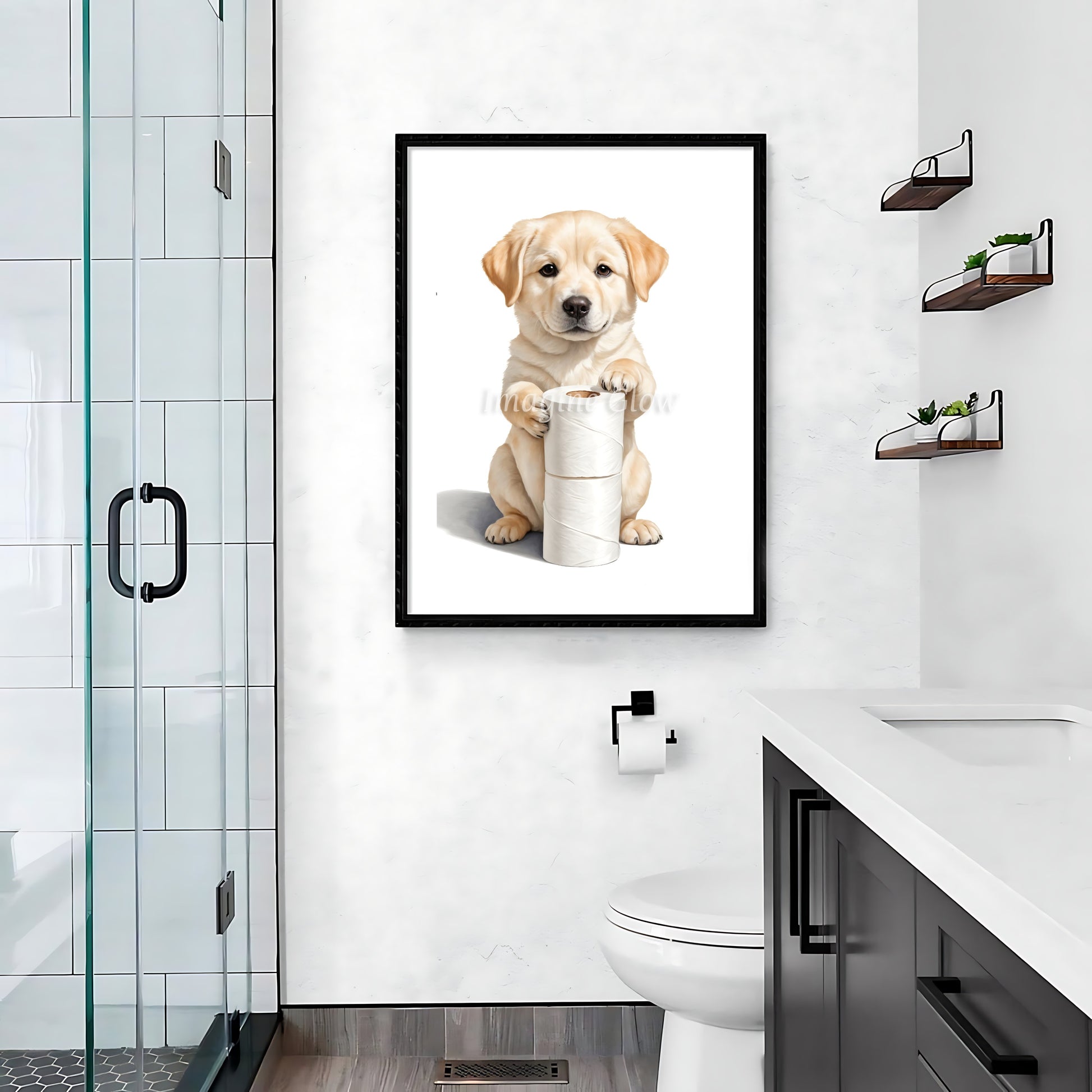 Cute Labrador in toilet design ideal for dog-themed bathroom decoration