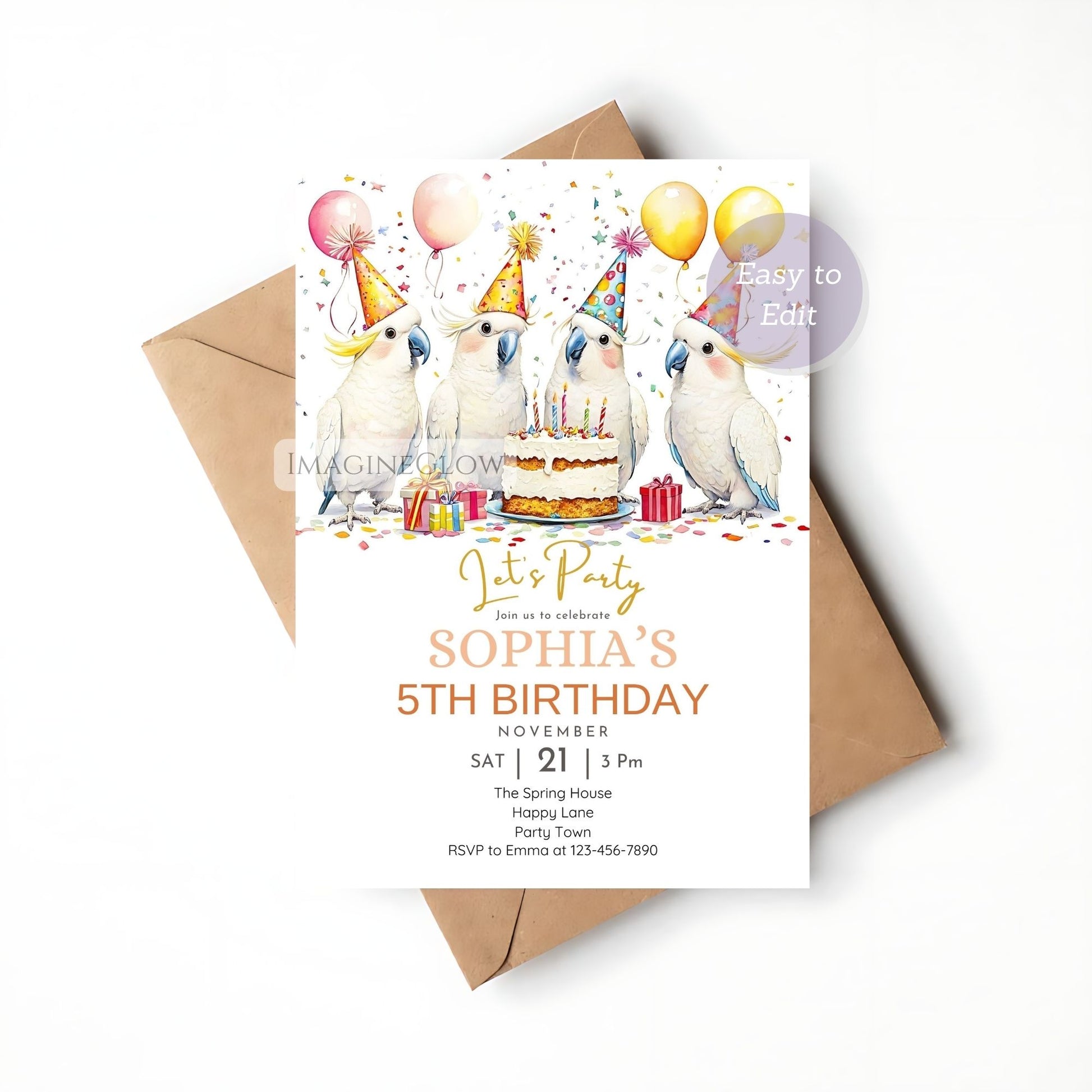 Tropical bird party invite template
