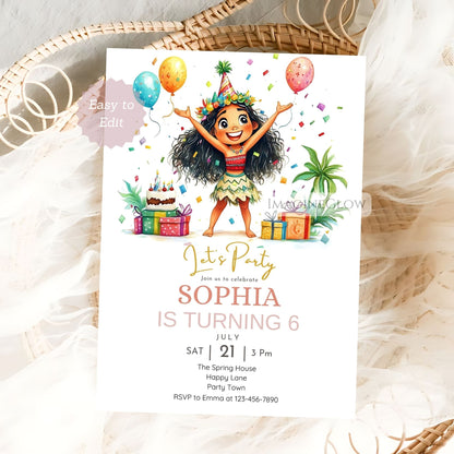 Island girl birthday invite
Ocean themed birthday invitation

