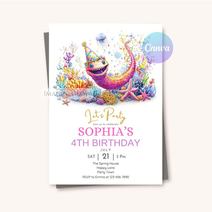 Quirky marine life birthday invitation

