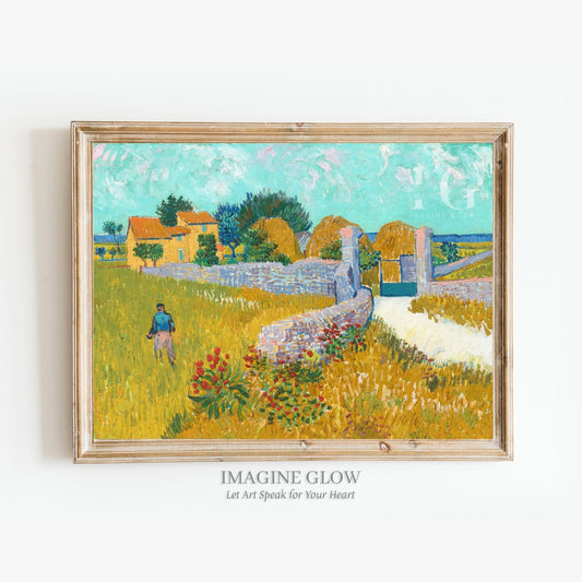 Vintage farmhouse art print inspired by Vincent van Gogh.
Rustic wall decor featuring expressive brushstrokes and rich colors.
