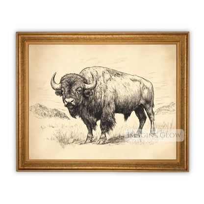 Wildlife-inspired buffalo artwork for farmhouse decor.
