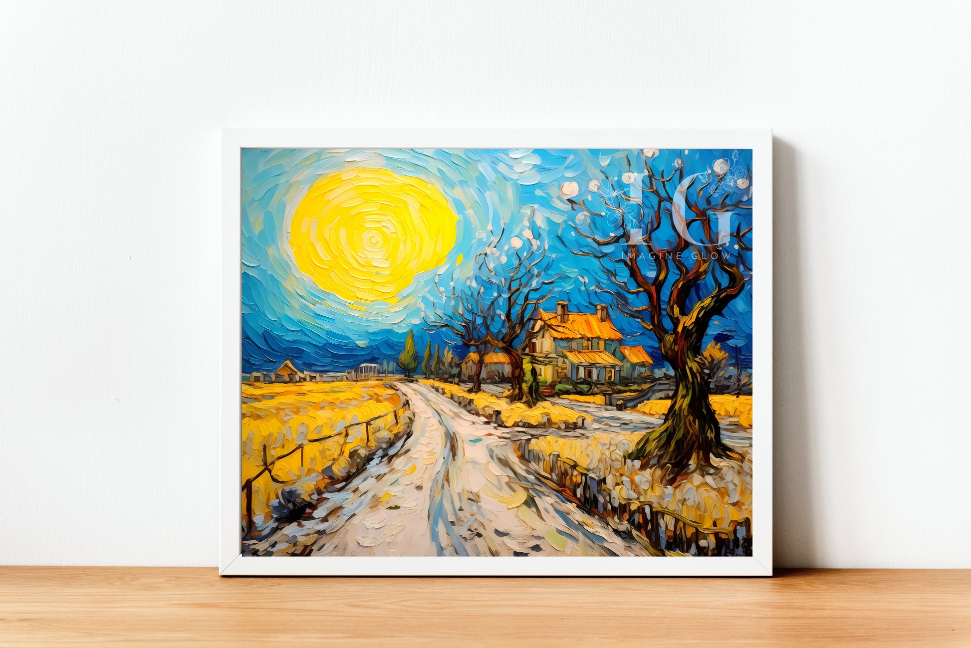 Van Gogh style moon artwork for elegant decor