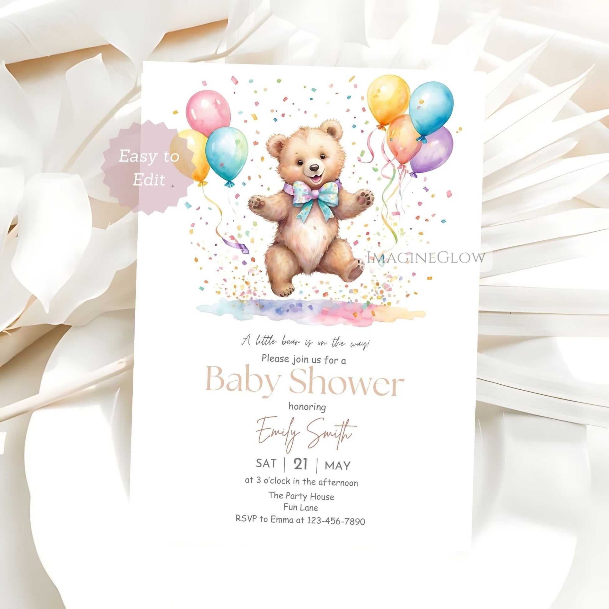 Editable bear baby shower invitation template
Rustic forest theme baby shower with bears

