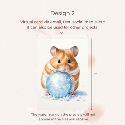 Winter Printable Card Featuring an Adorable Hamster
