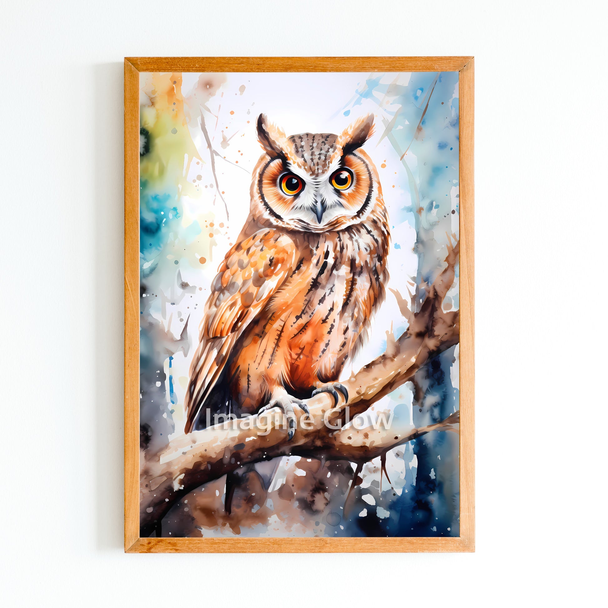 Elegant owl and flower illustration for nursery decor