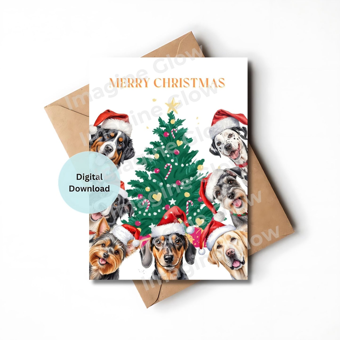 Dachshund dog Christmas card for winter holiday greetings