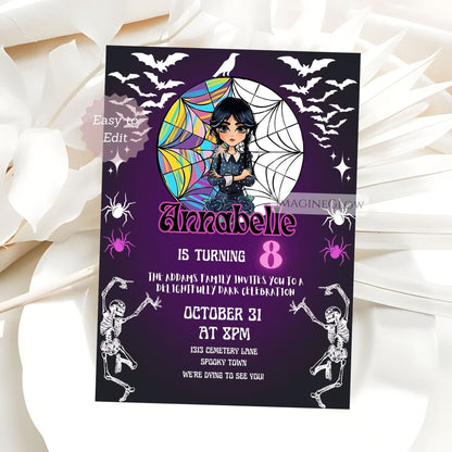 Wednesday Addams birthday invitation printable

