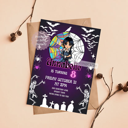 Addams Family inspired birthday invitation
