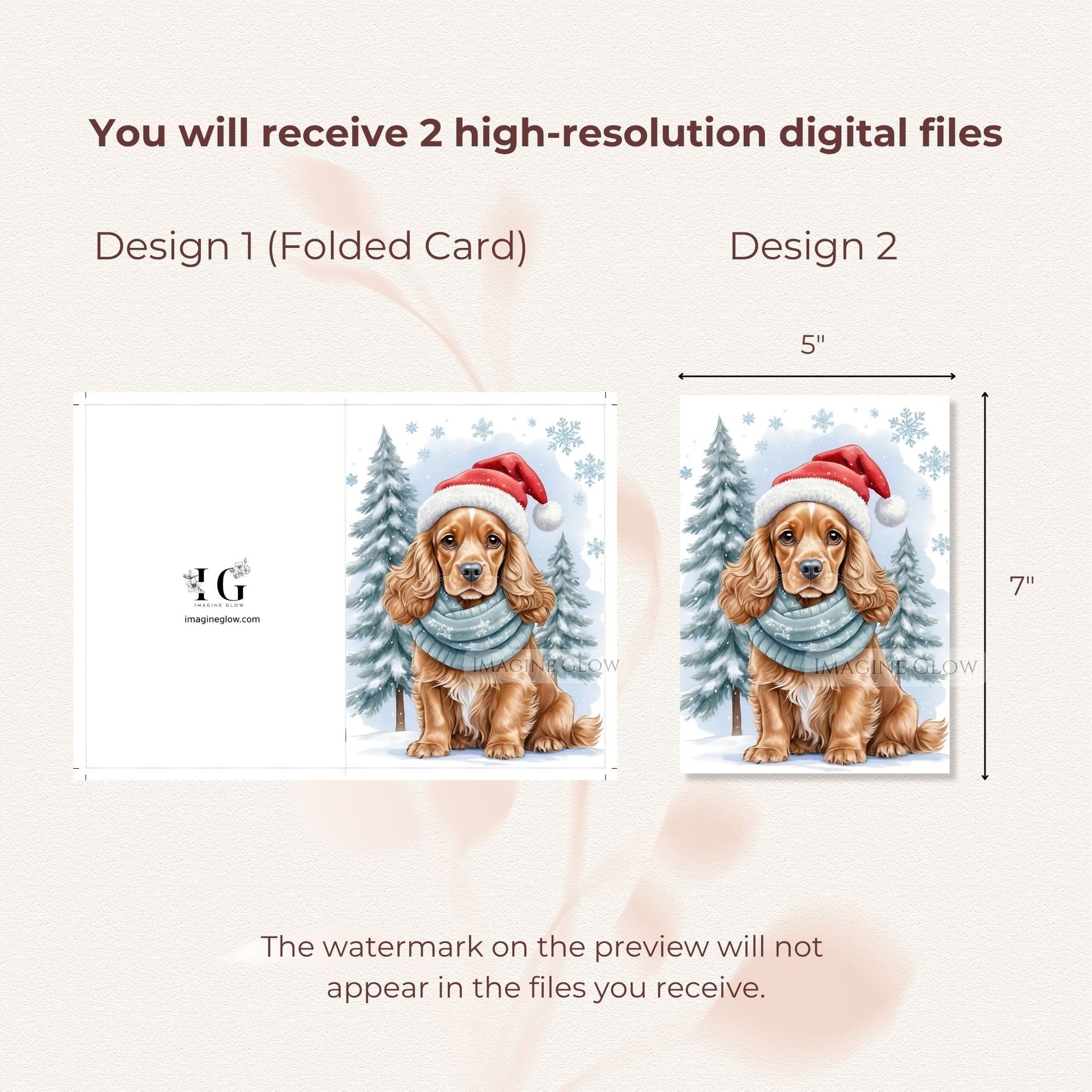 printable cocker spaniel christmas card
adorable dog christmas card digital download
