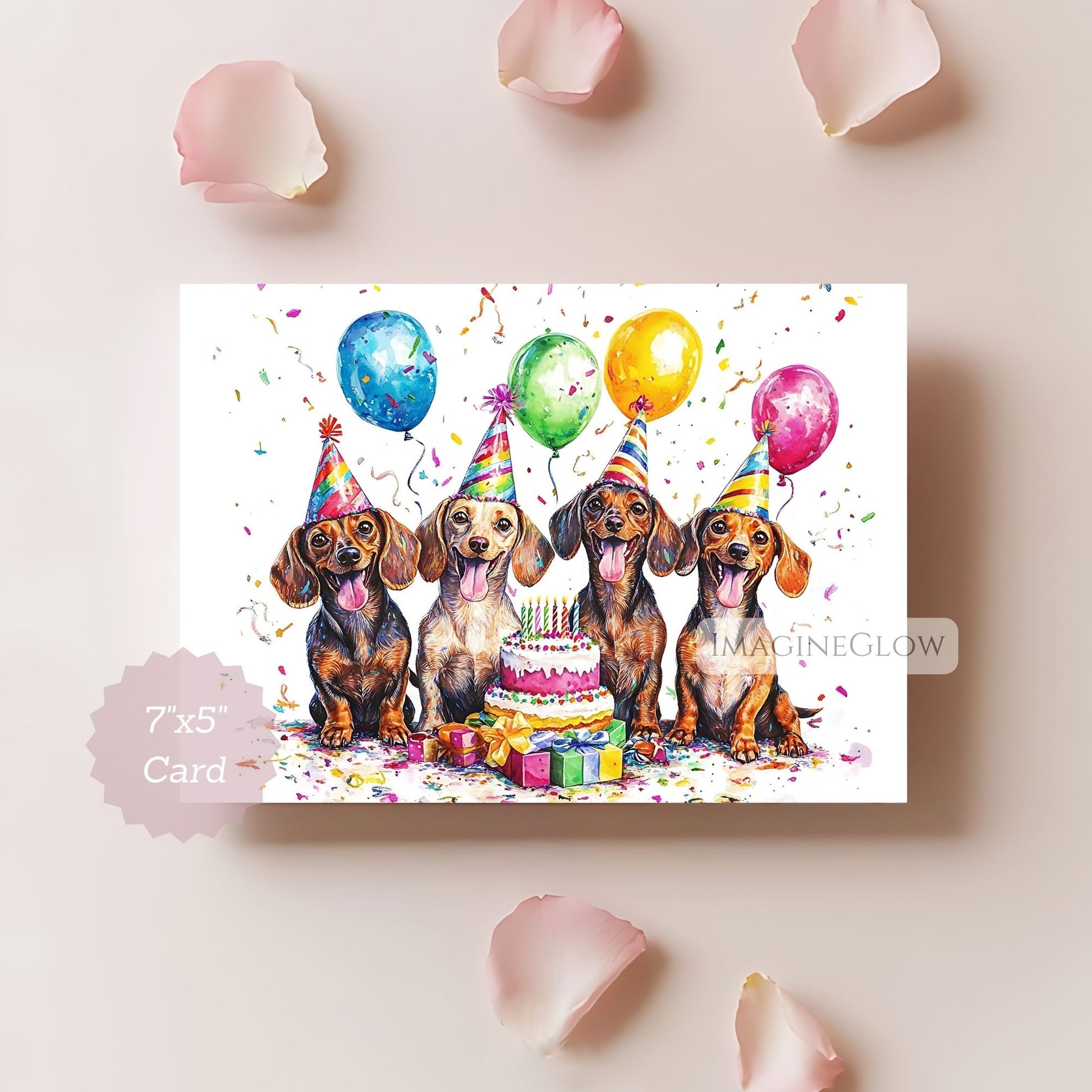 cute dachshund puppy birthday card
digital dachshund birthday greeting card
