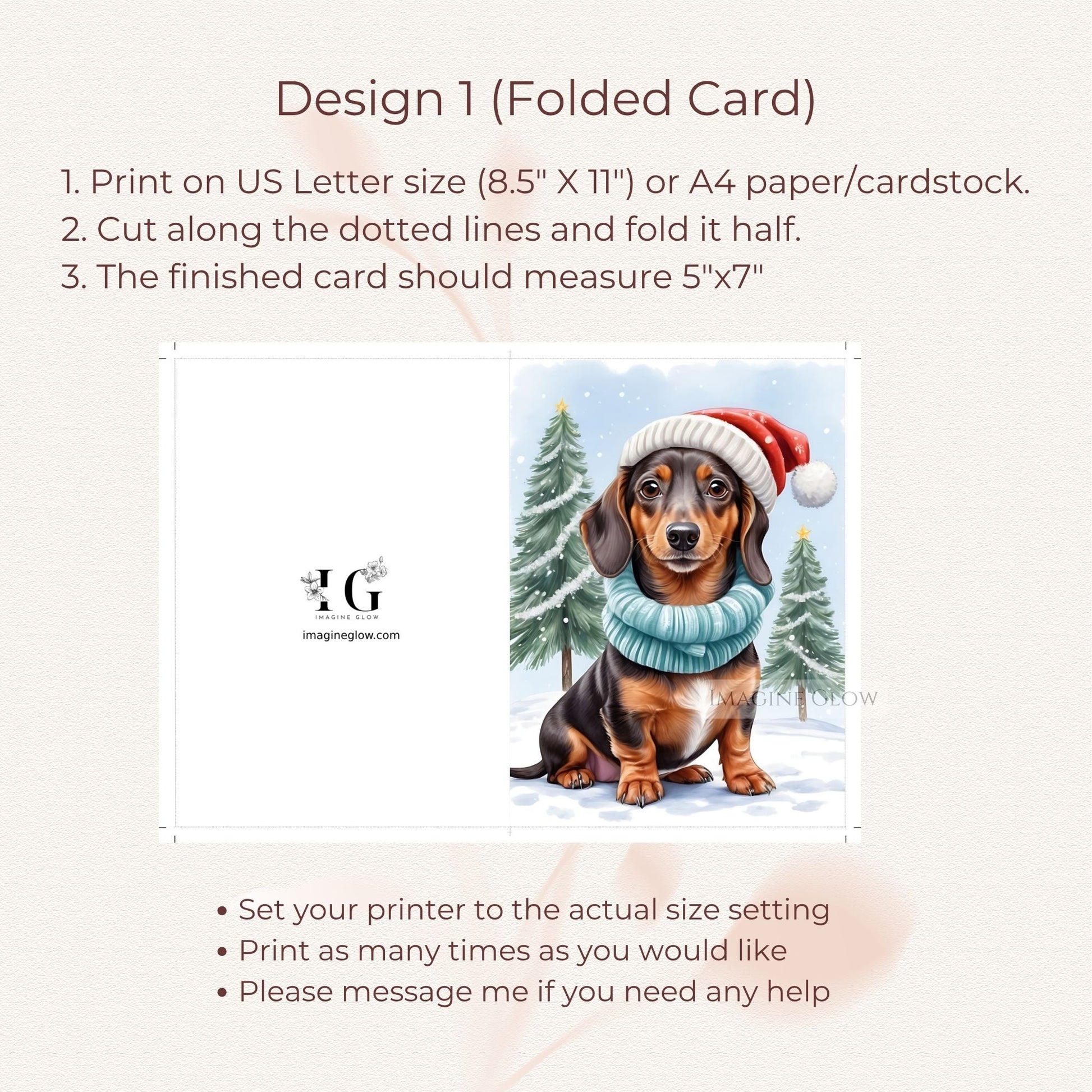 holiday dachshund christmas greeting card
