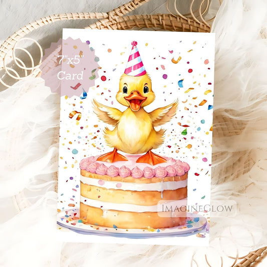 Duck card for girl
Cute duck greeting card
Printable duck birthday card
Animal theme card for girl
Adorable duck illustration card
