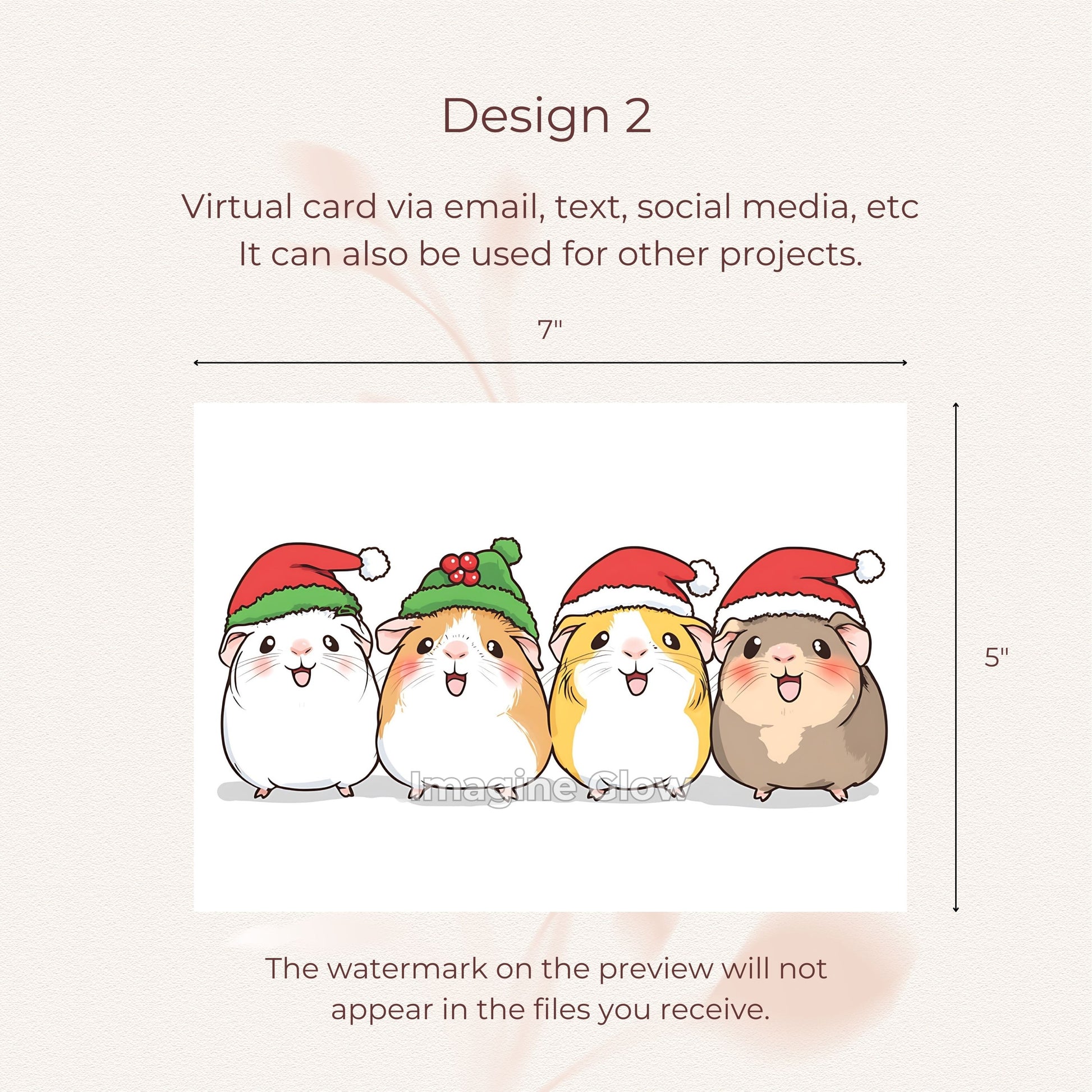 Cute guinea pig holiday card for Christmas