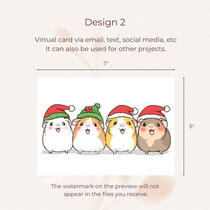 Cute guinea pig holiday card for Christmas