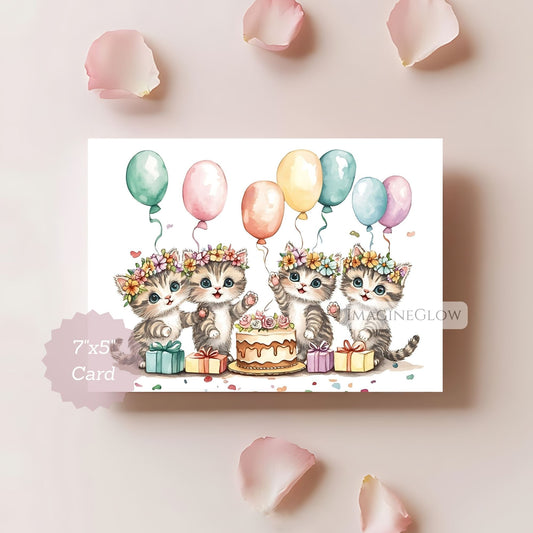 Kitten birthday floral card printable
Printable birthday card with kitten and flowers


