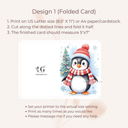holiday penguin christmas greeting card
penguin christmas card cozy winter theme
