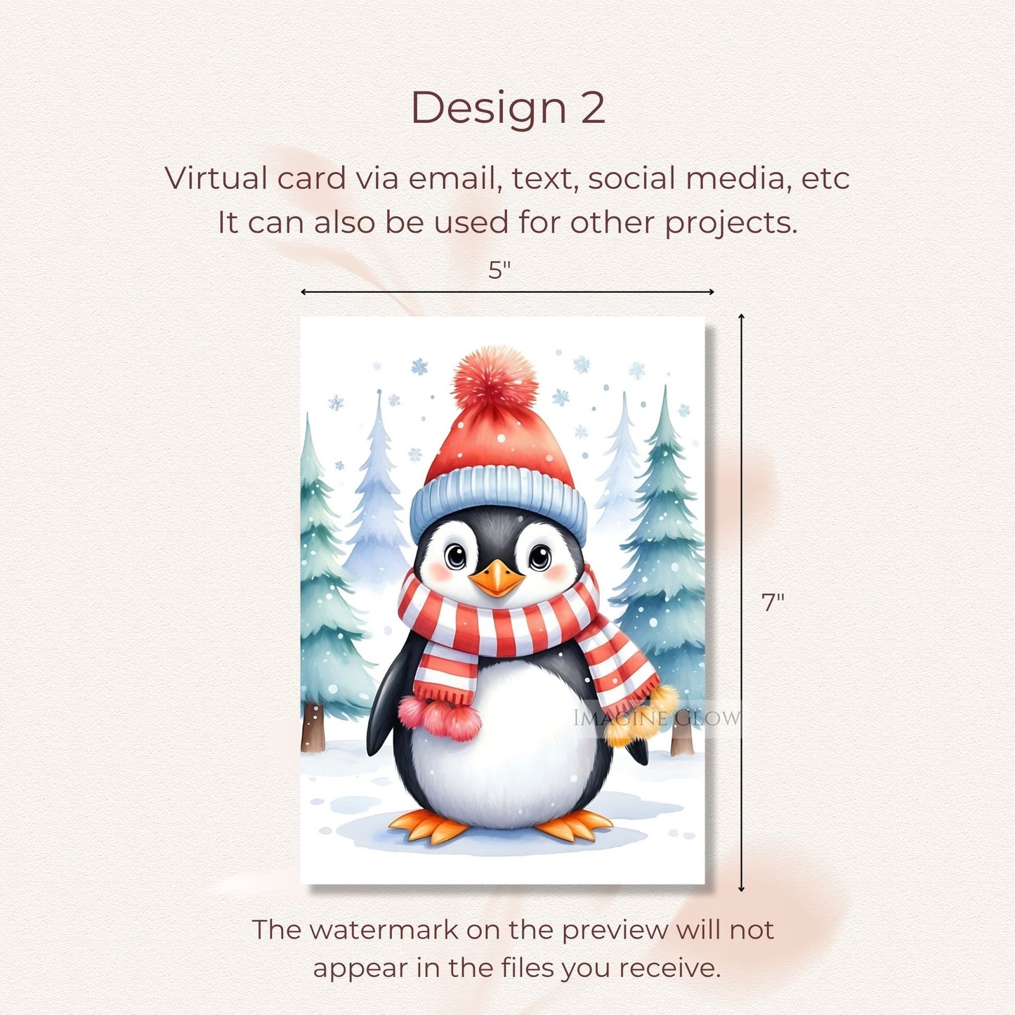 penguin christmas greeting card for family
