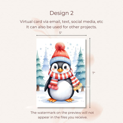 penguin christmas greeting card for family
