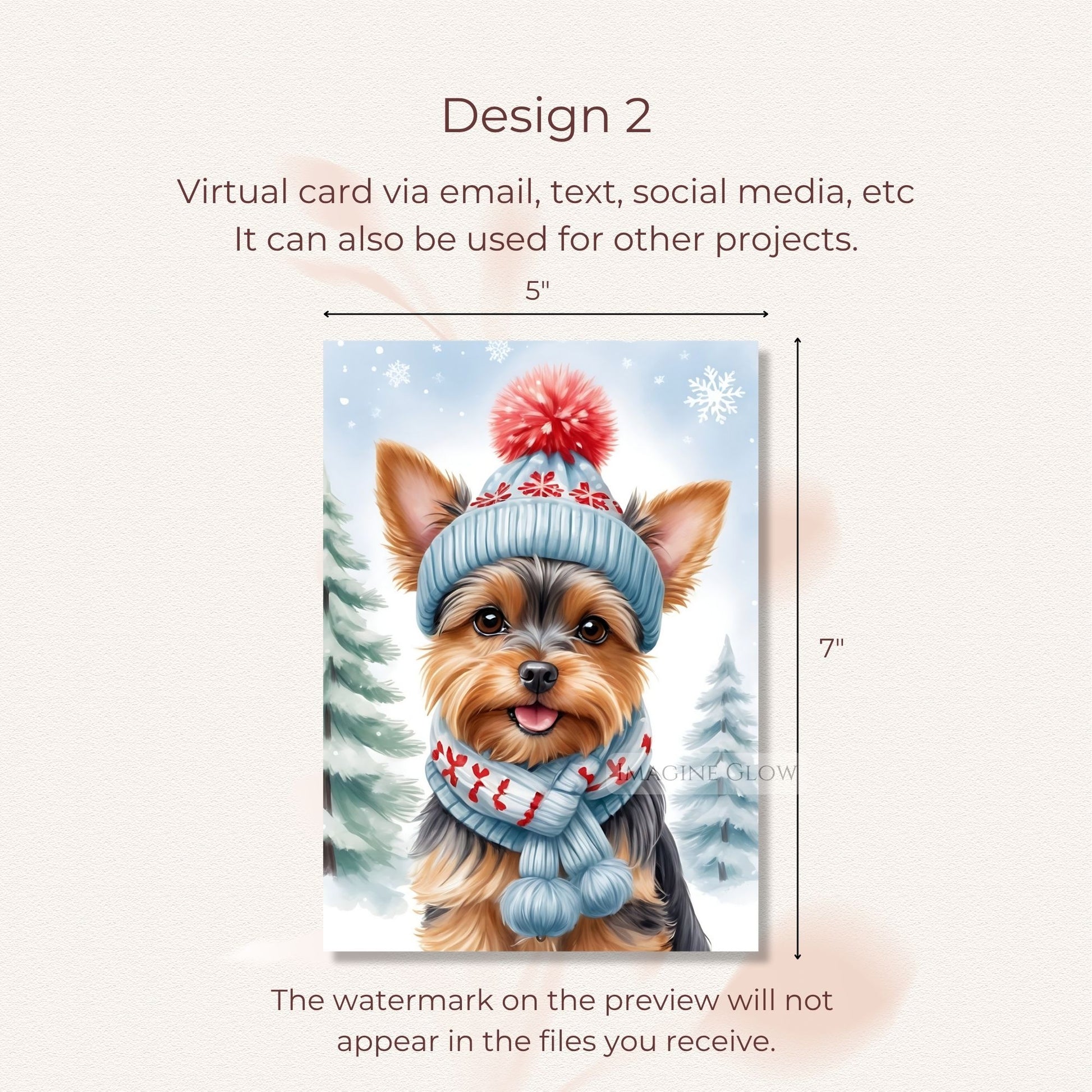 festive yorkie christmas card illustration
yorkshire terrier christmas card for pet owners