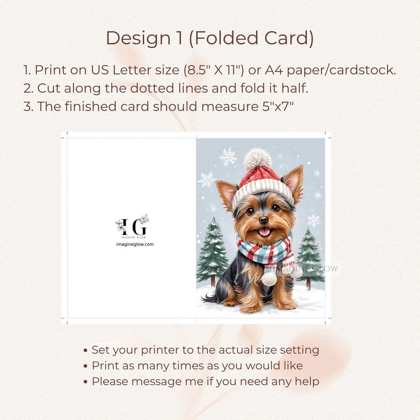 winter yorkie christmas greeting card
yorkshire terrier christmas card for pet owners
