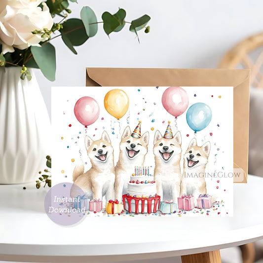 akita dog birthday card
printable akita greeting card

