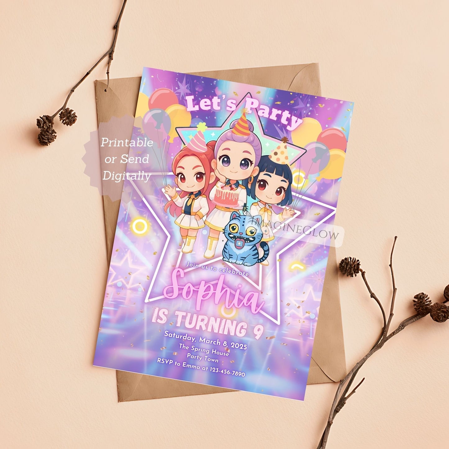 editable anime birthday invitation
