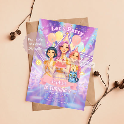 kpop demon hunters birthday invitation
huntrix anime girl party invite
