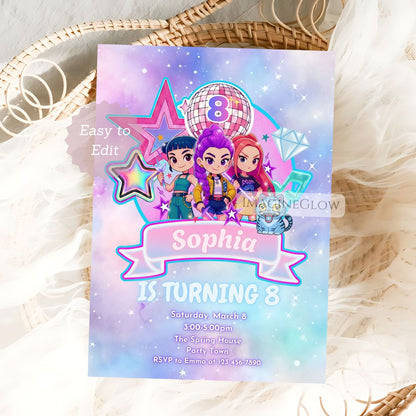 HUNTRIX anime girl party invitation for birthday celebration
