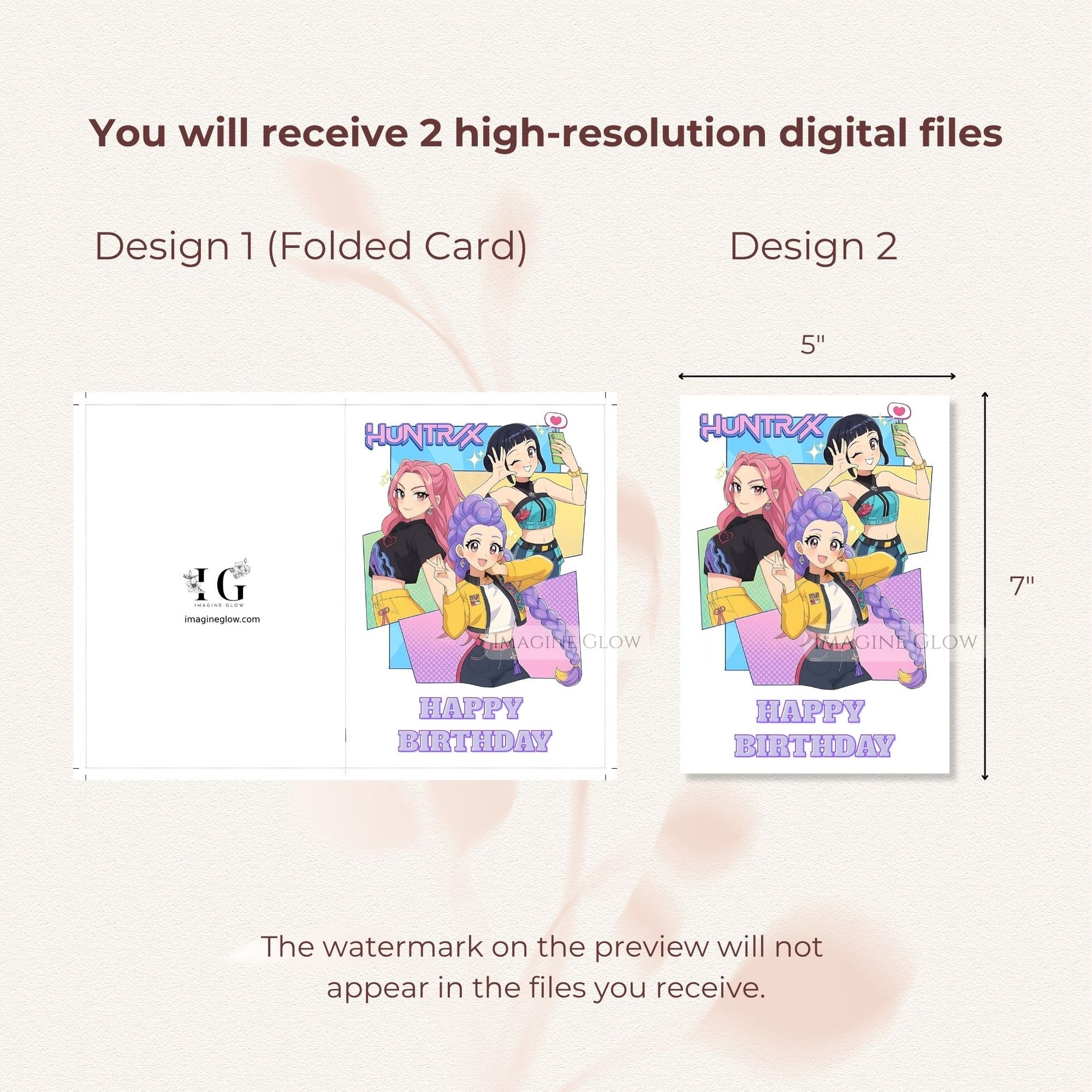 printable kpop demon hunters card
anime kpop demon hunters birthday card
