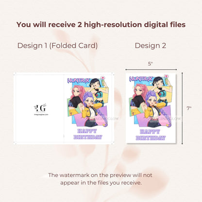 printable kpop demon hunters card
anime kpop demon hunters birthday card
