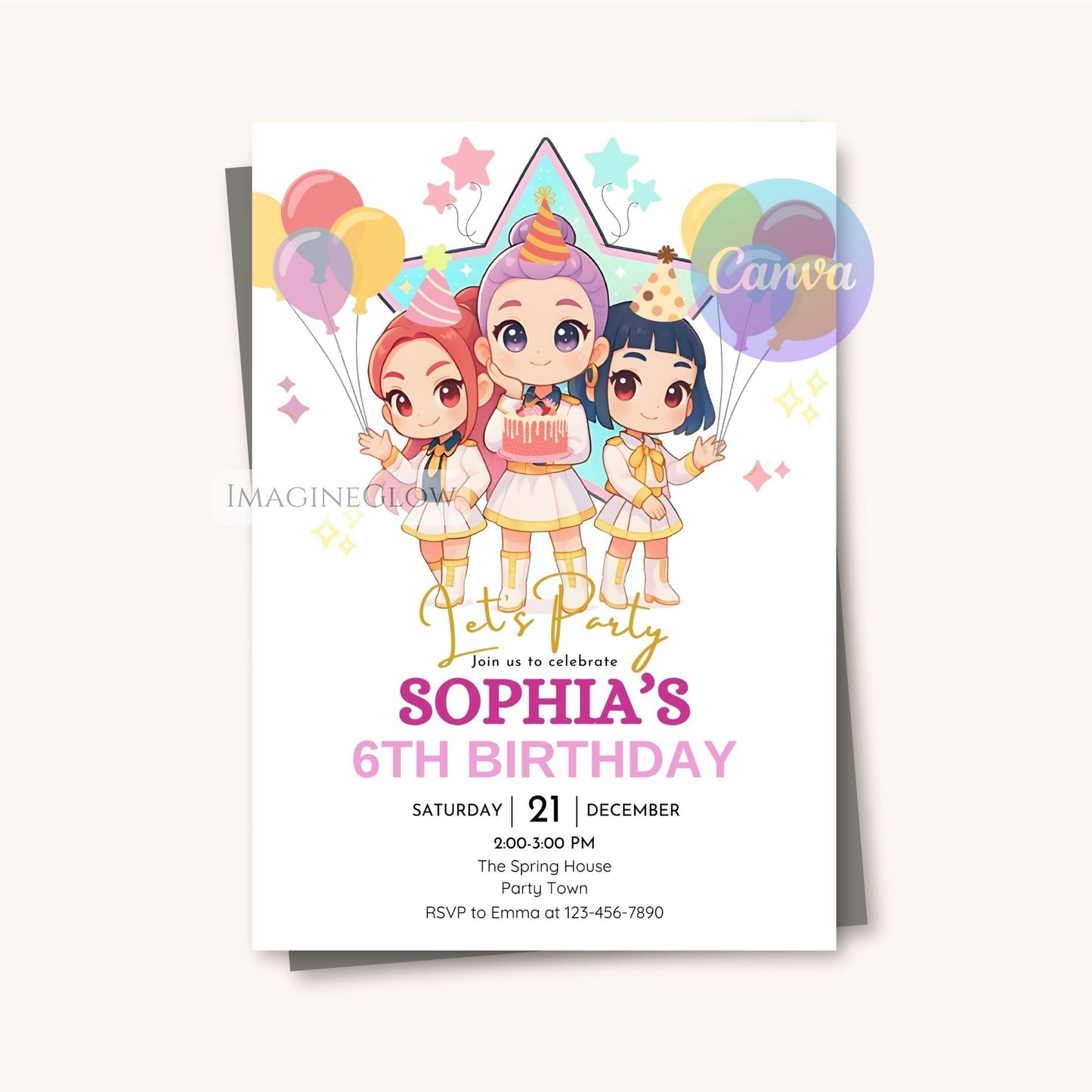 printable anime kpop demon hunters card