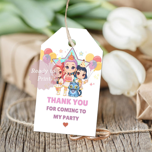 KPOP Demon Hunters Favor Tags - HUNTRIX Party Thank You Gift Cards