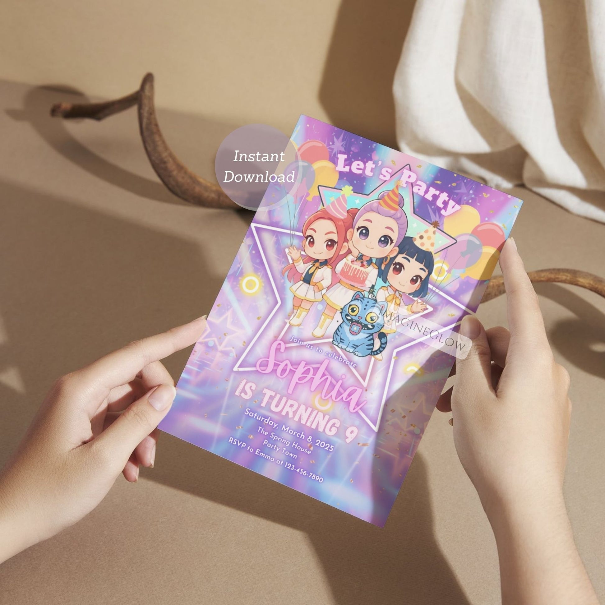 huntrix anime girl party invite
