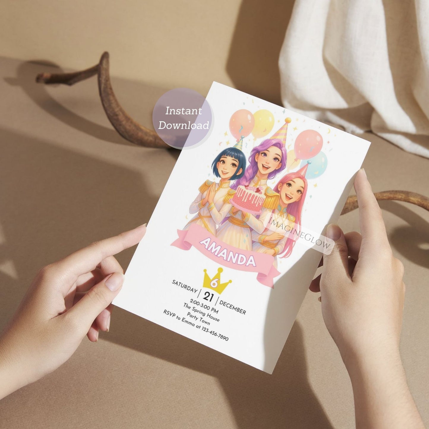 girl kpop birthday invitation
