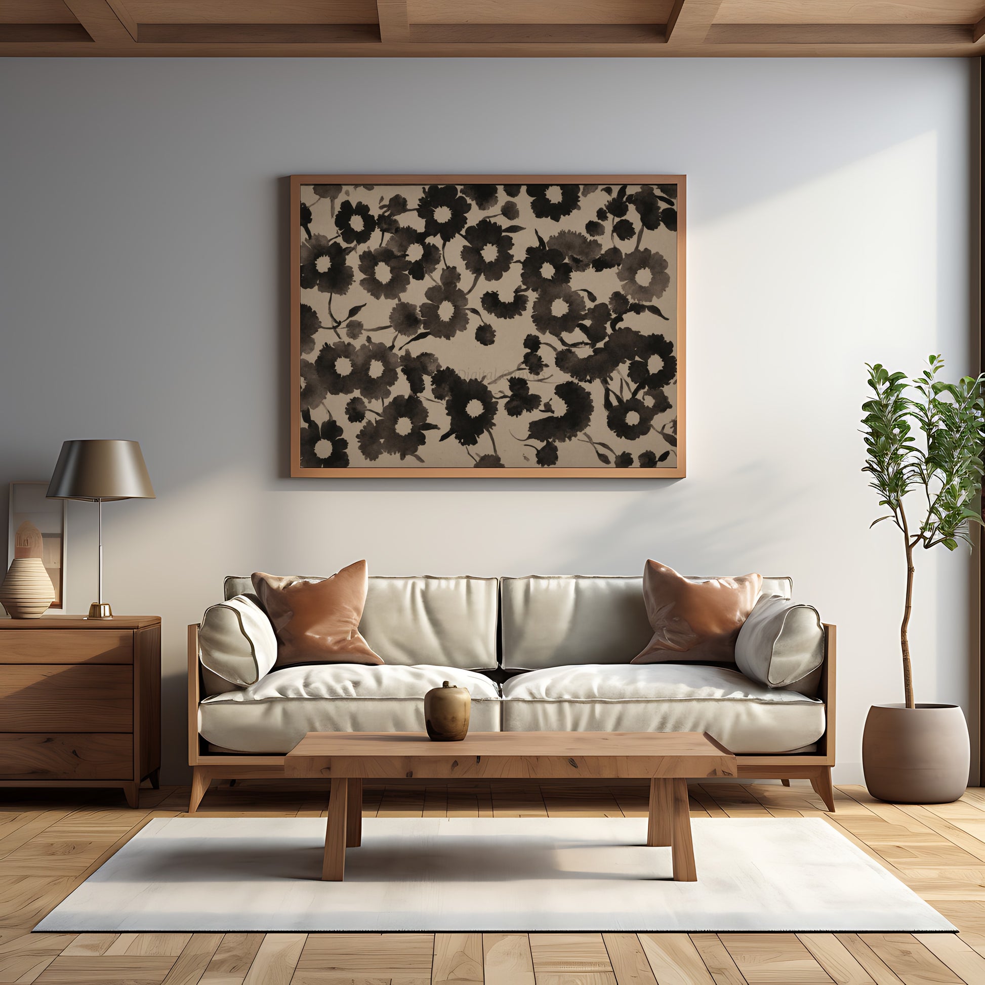 Printable floral artwork with a neutral tone, ideal for minimalist decor