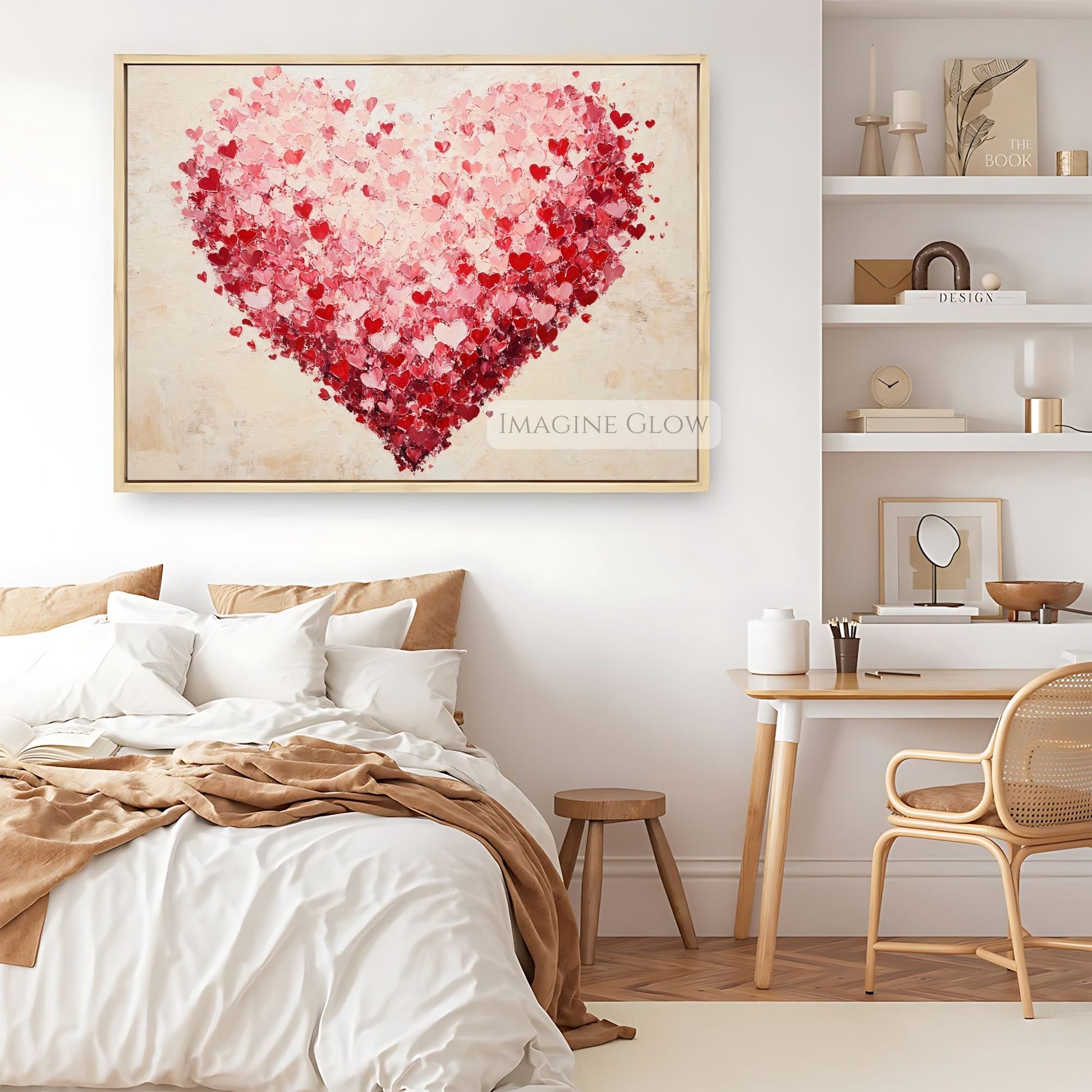 Romantic red heart vintage Valentine’s wall art
