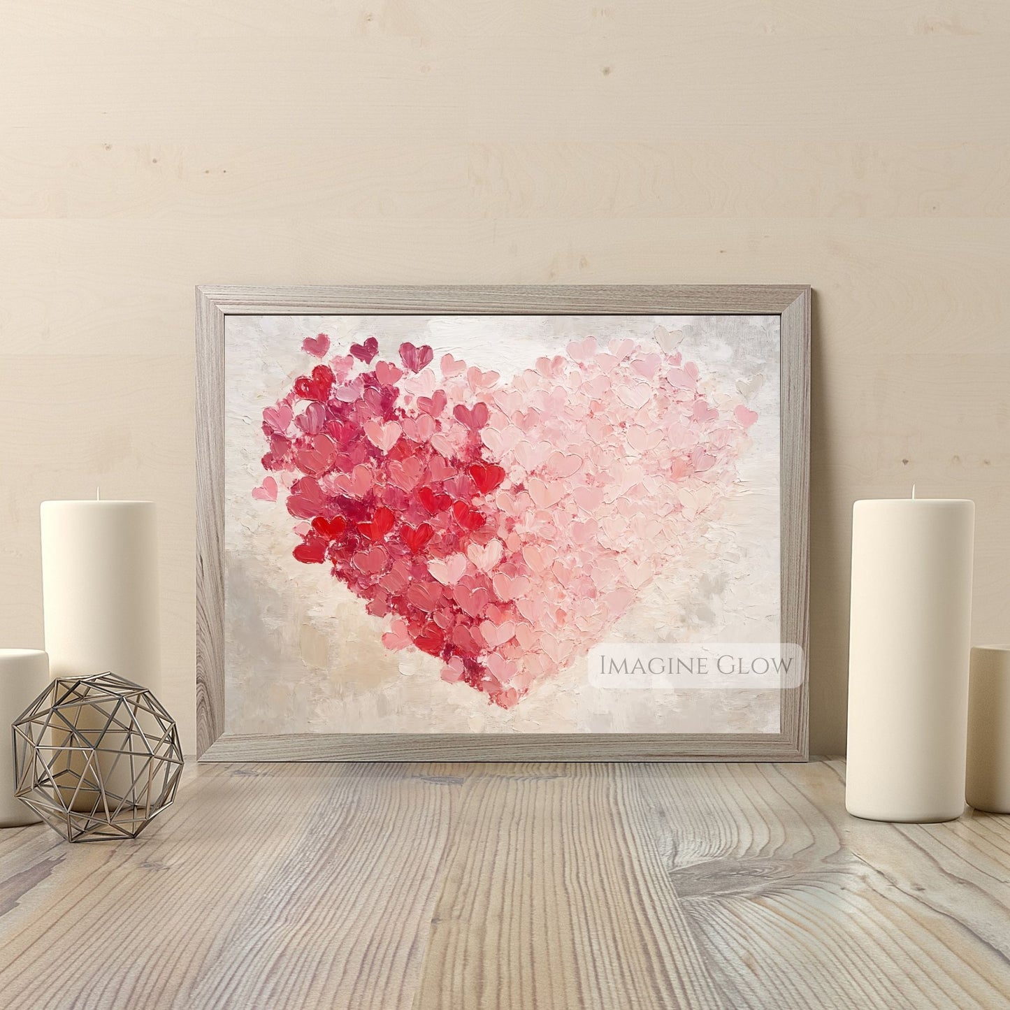 Romantic digital heart wall art Valentine’s Day theme