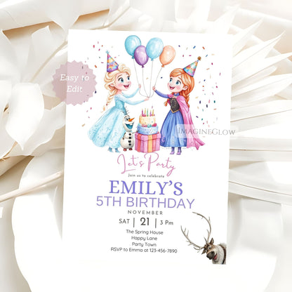 elsa and anna frozen invitation
