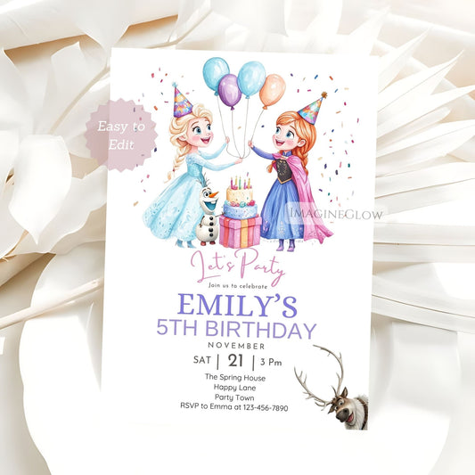 elsa and anna frozen invitation
